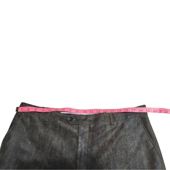 Giorgio Armani Le Collezioni Grey/Green Pants Size 38 Wide. Leather-ish Finish - Picture 5 of 8